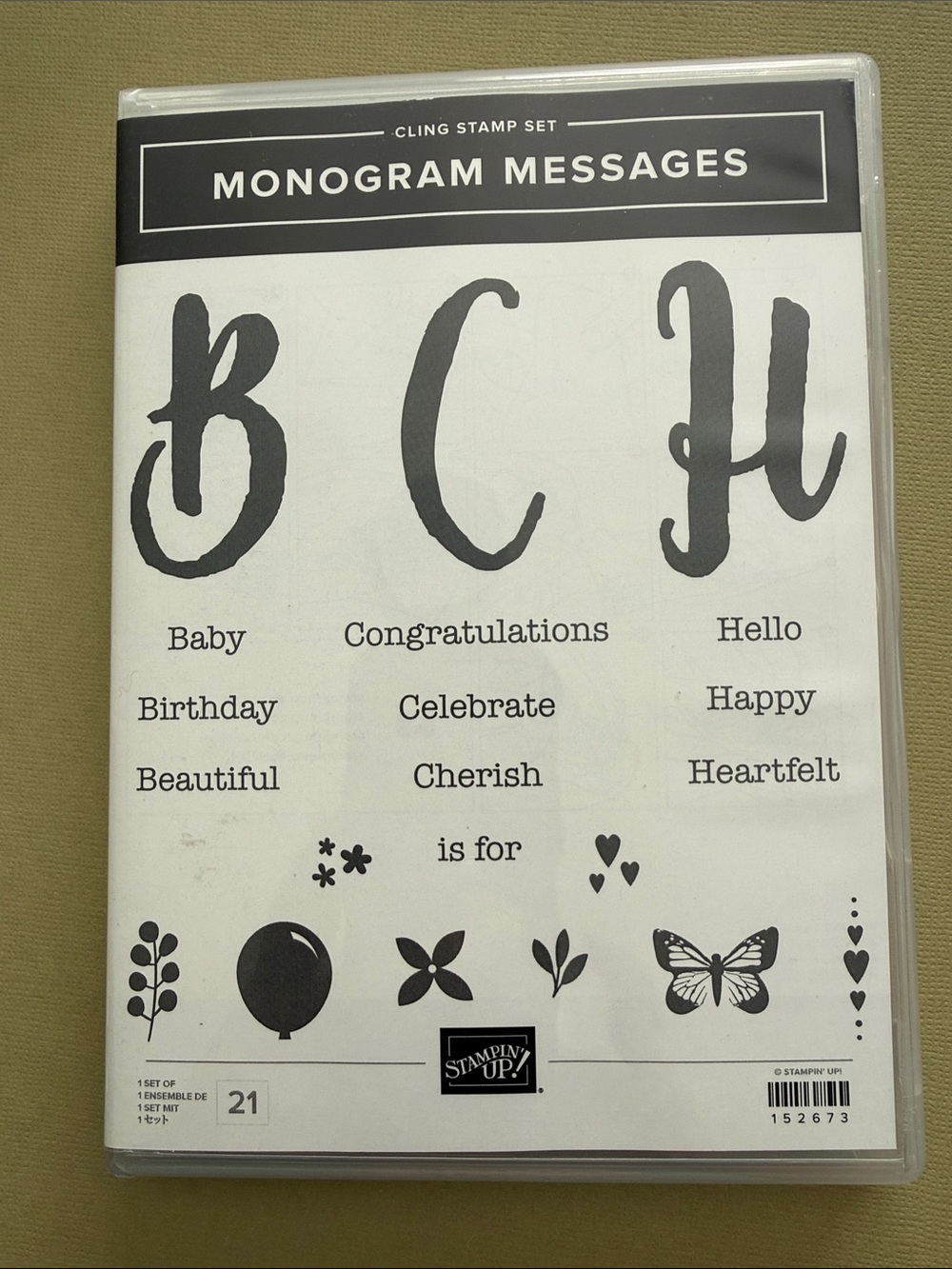 Monogram Messages Cling Stamp Set